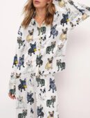 French Bulldog Silk Pajama Set For Women