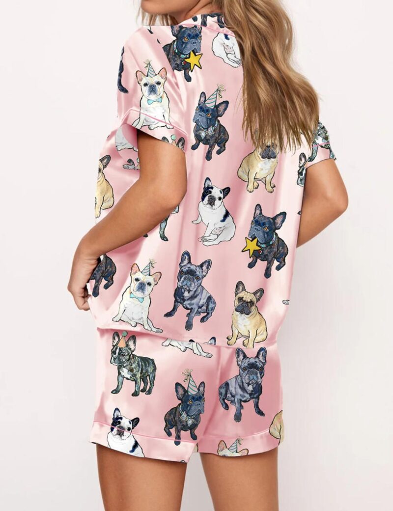 French Bulldog Silk Pajama Set For Women