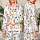 Ghost Pumpkin Satin Pajamas Set For Women
