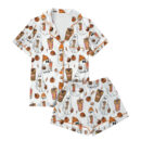 Ghost Pumpkin Satin Pajamas Set For Women