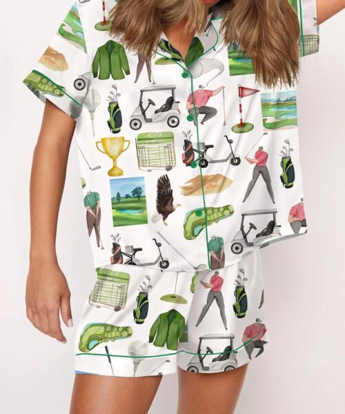 Golf Watercolor Silk Satin Pajama Set