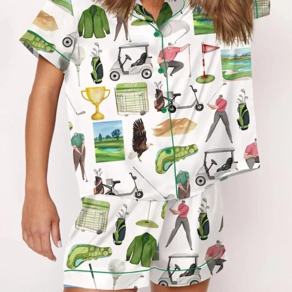 Golf Watercolor Silk Satin Pajama Set