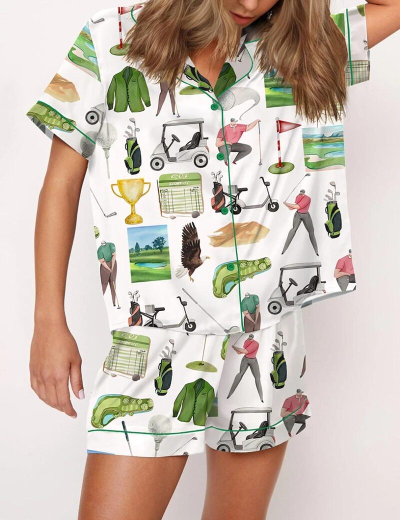 Golf Watercolor Silk Satin Pajama Set