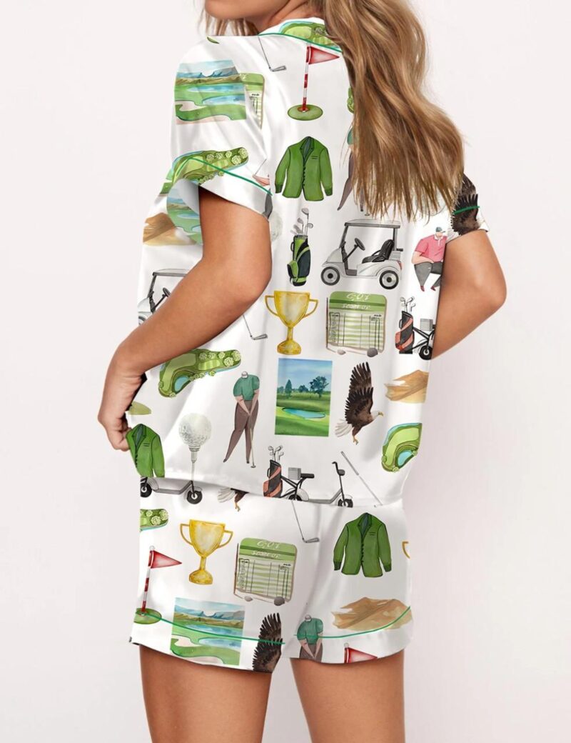 Golf Watercolor Silk Satin Pajama Set