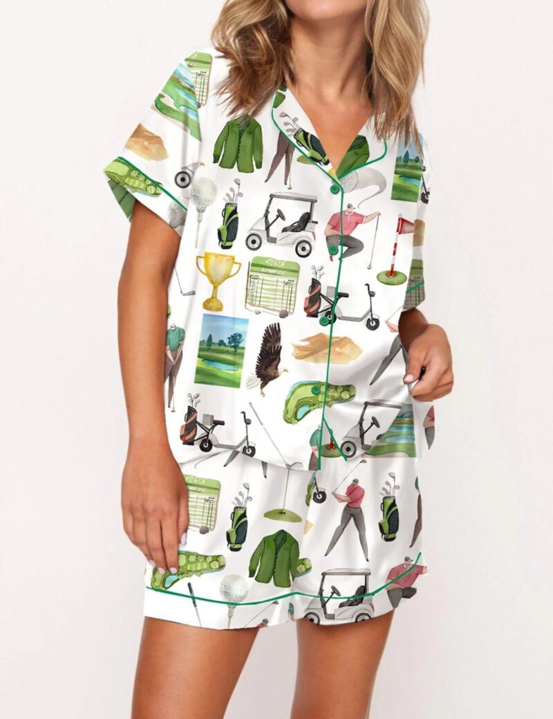 Golf Watercolor Silk Satin Pajama Set