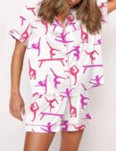 Gymnast Poses Silk Satin Pajama Set