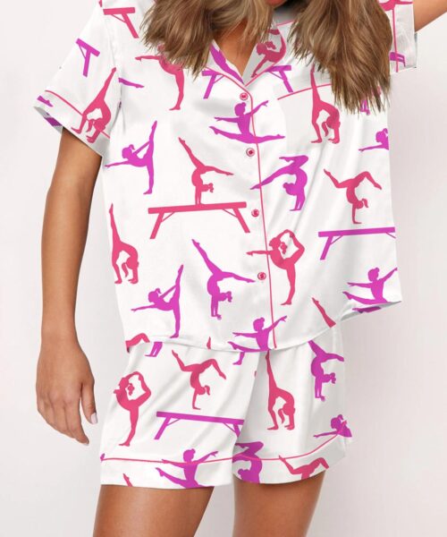 Gymnast Poses Silk Satin Pajama Set