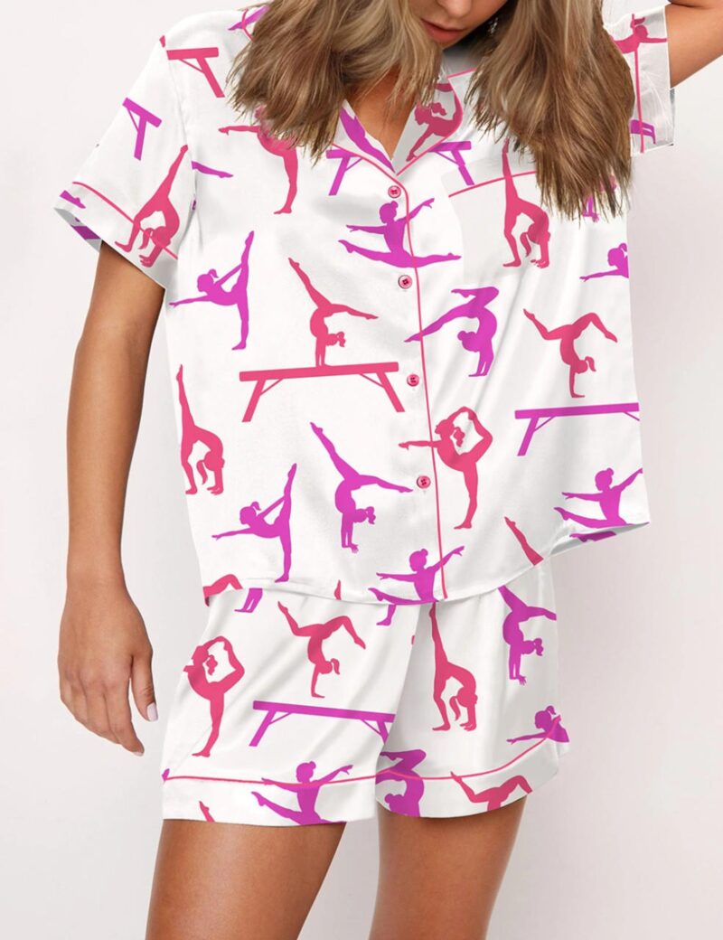 Gymnast Poses Silk Satin Pajama Set
