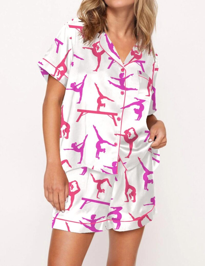 Gymnast Poses Silk Satin Pajama Set