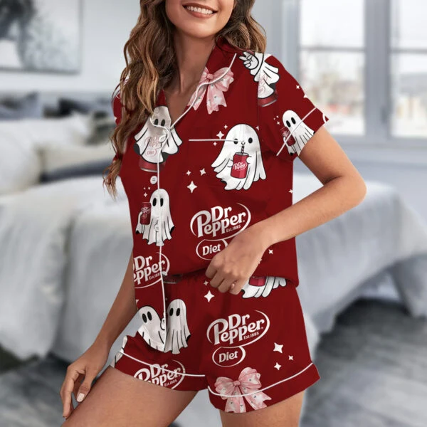 Halloween Dr.pepper Satin Pajamas Set For Women