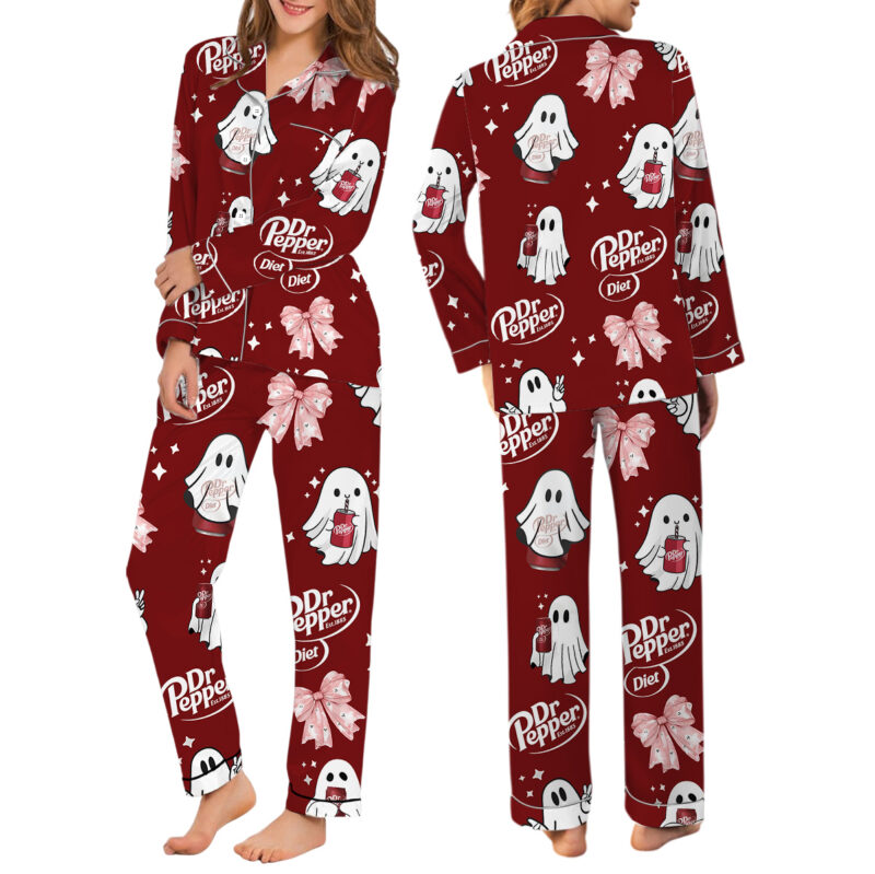Halloween Dr.pepper Satin Pajamas Set For Women