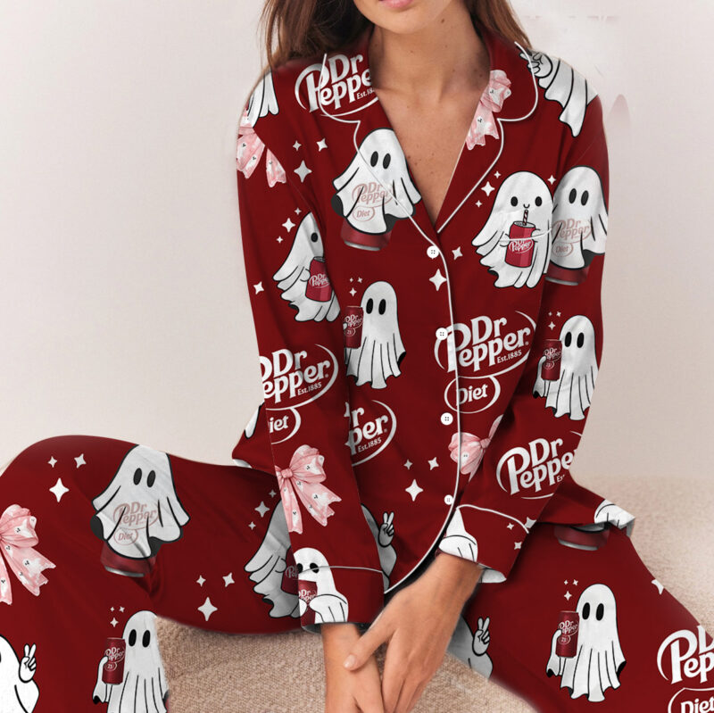 Halloween Dr.pepper Satin Pajamas Set For Women