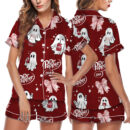 Halloween Dr.pepper Satin Pajamas Set For Women