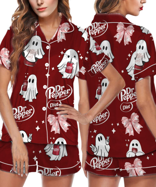 Halloween Dr.pepper Satin Pajamas Set For Women