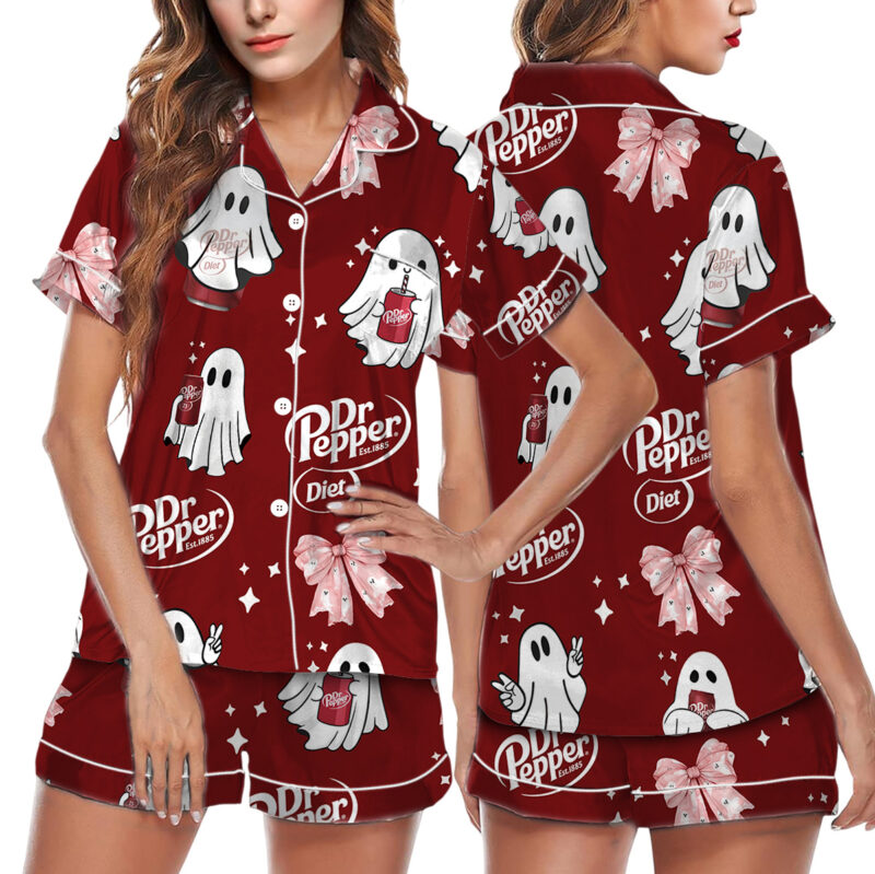 Halloween Dr.pepper Satin Pajamas Set For Women