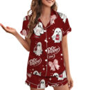 Halloween Dr.pepper Satin Pajamas Set For Women