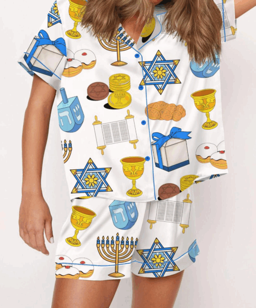 Hanukkah Silk Satin Pajama Set For Women