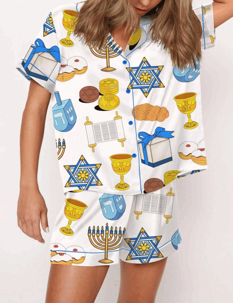 Hanukkah Silk Satin Pajama Set For Women