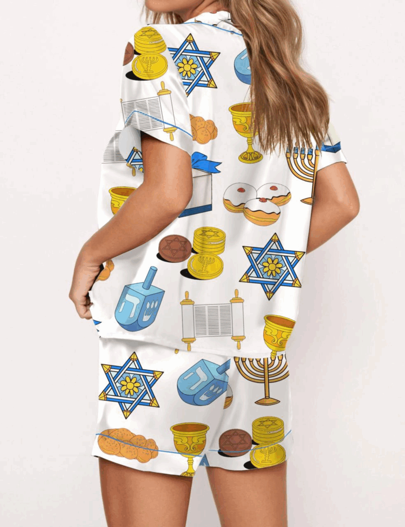Hanukkah Silk Satin Pajama Set For Women