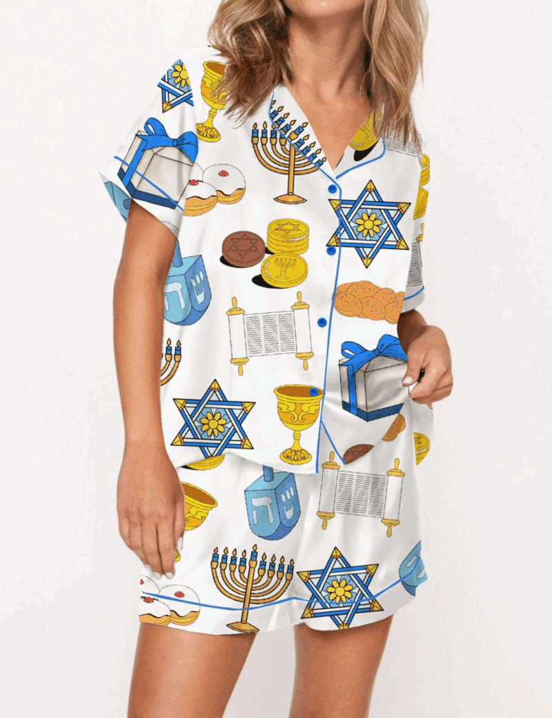 Hanukkah Silk Satin Pajama Set For Women