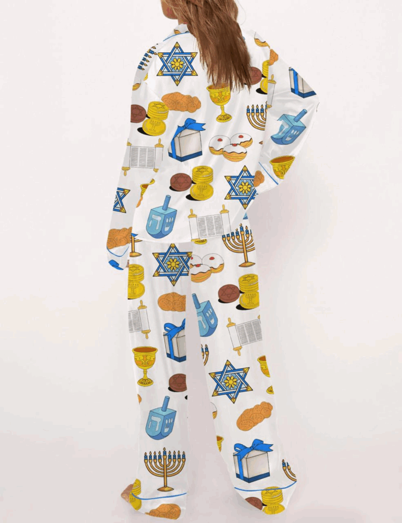 Hanukkah Silk Satin Pajama Set For Women