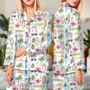Hawaii Planner Satin Pajama Set For Women