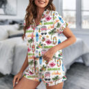 Hawaii Planner Satin Pajama Set For Women