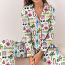 Hawaii Planner Satin Pajama Set For Women