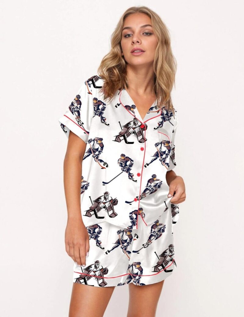 Hockey Silk Satin Pajama Set For Women