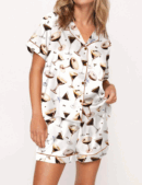 Holiday Espresso Silky Satin Pajama Set For Women