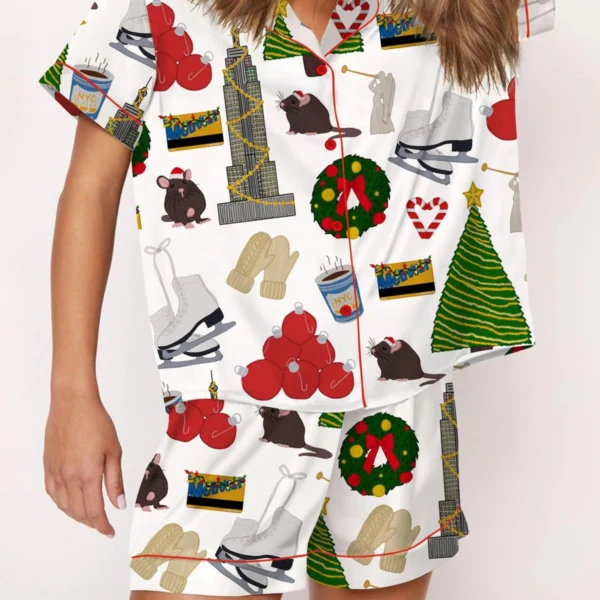 Holiday In New York Silk Satin Pajama Set For Women