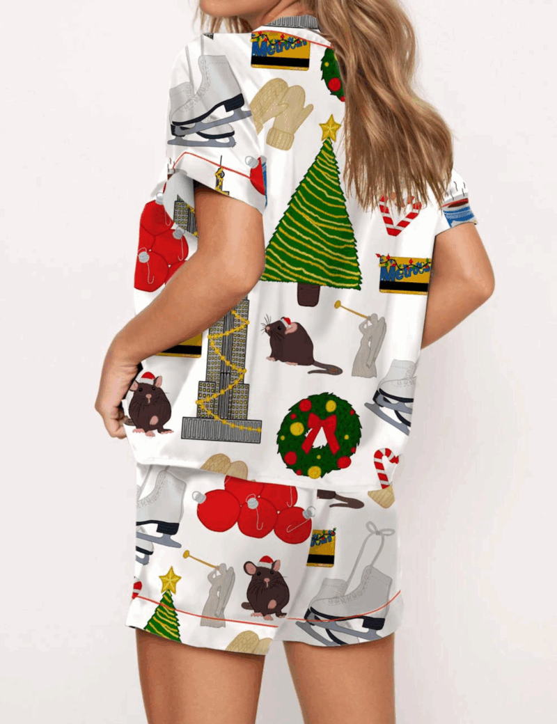 Holiday In New York Silk Satin Pajama Set For Women