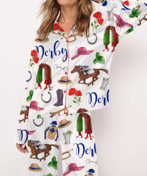 Horse Racing Ceremony Silk Satin Pajama Set