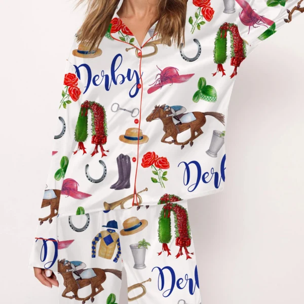 Horse Racing Ceremony Silk Satin Pajama Set