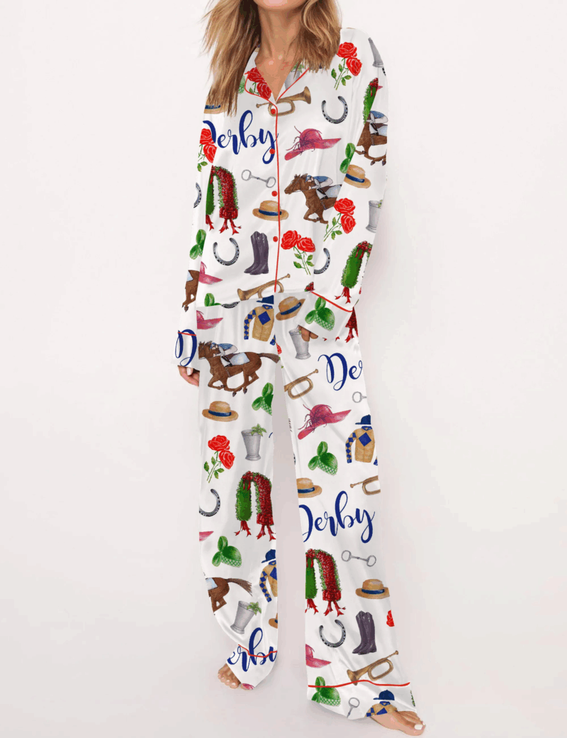 Horse Racing Ceremony Silk Satin Pajama Set