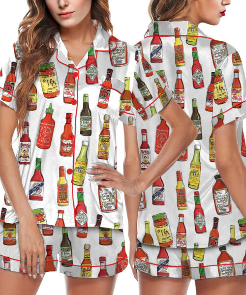 Hot Sauce Silky Satin Pajama Set For Women