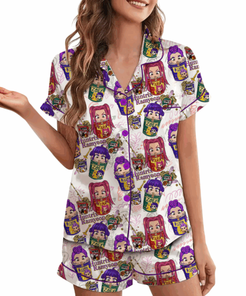 Kpop Movie Ramyeon Satin Pajamas Set For Women