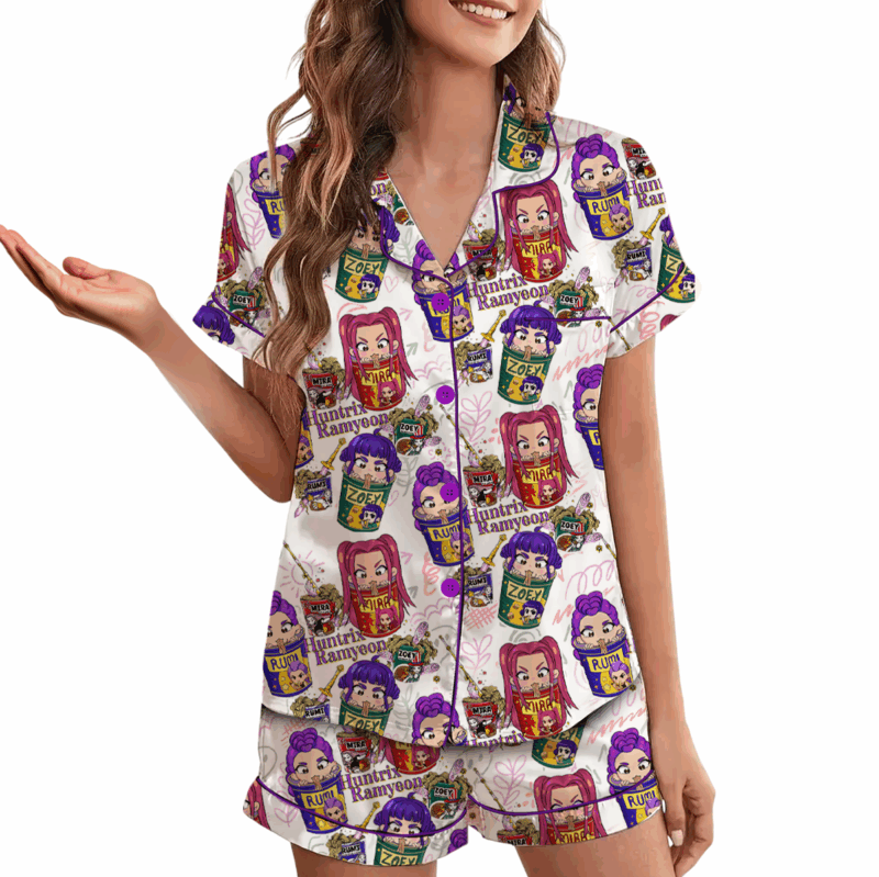 Kpop Movie Ramyeon Satin Pajamas Set For Women