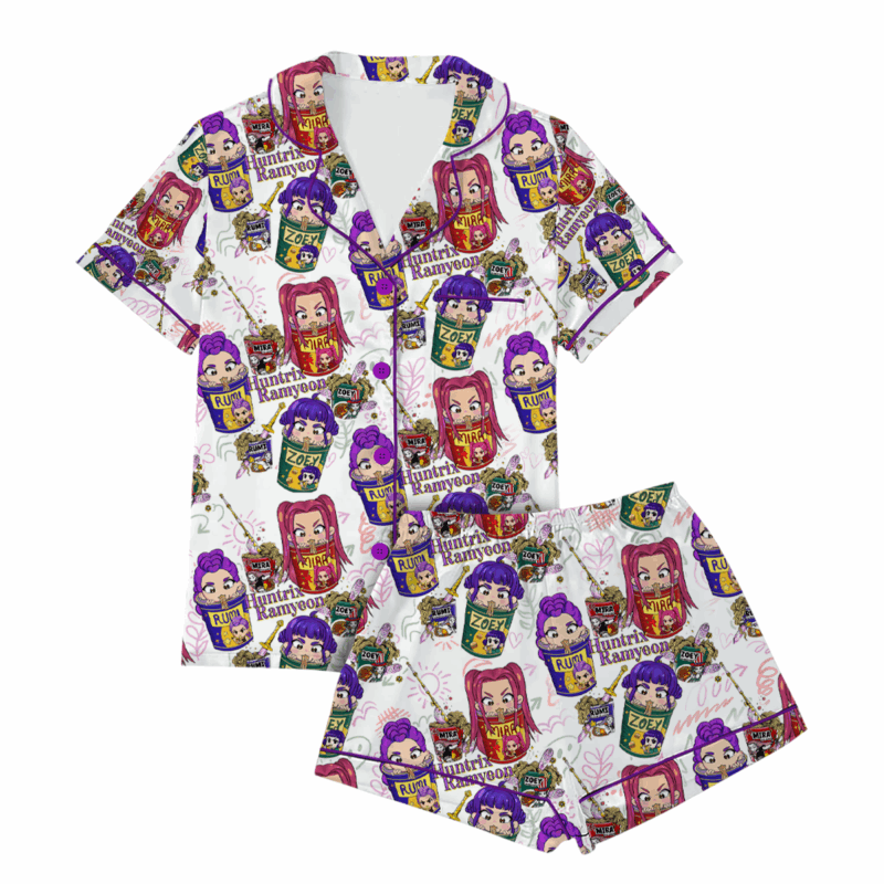 Kpop Movie Ramyeon Satin Pajamas Set For Women
