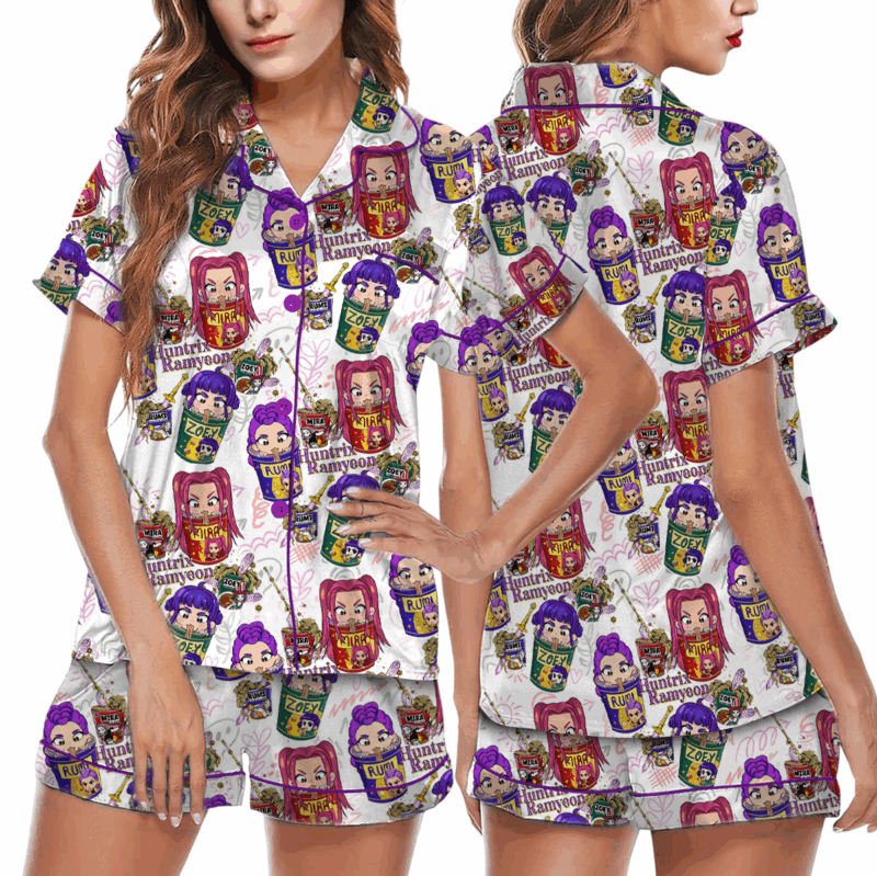 Kpop Movie Ramyeon Satin Pajamas Set For Women