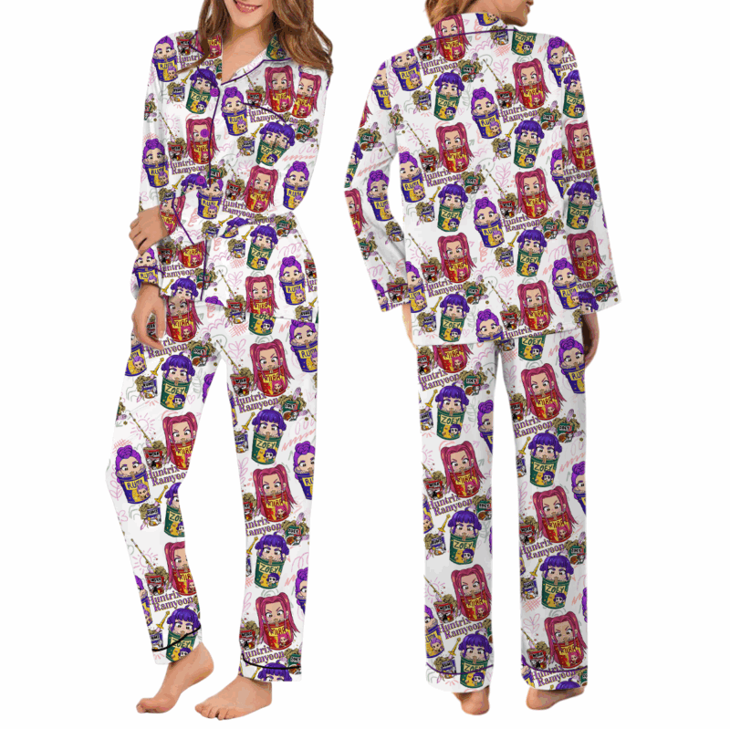 Kpop Movie Ramyeon Satin Pajamas Set For Women