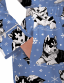 Husky Dog And Snowflakes Silk Satin Pajama Set For Women