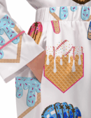 Ice Cream Baseball Silk Satin Pajama Set For Women
