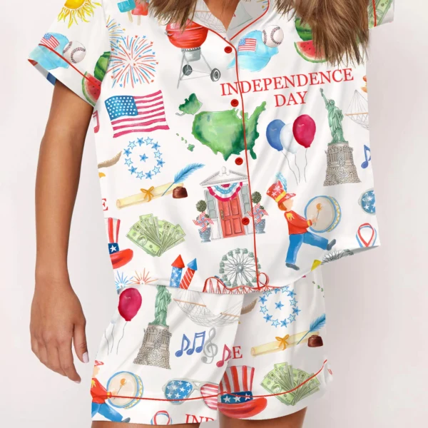 Independence Day Silk Satin Pajama Set For Women