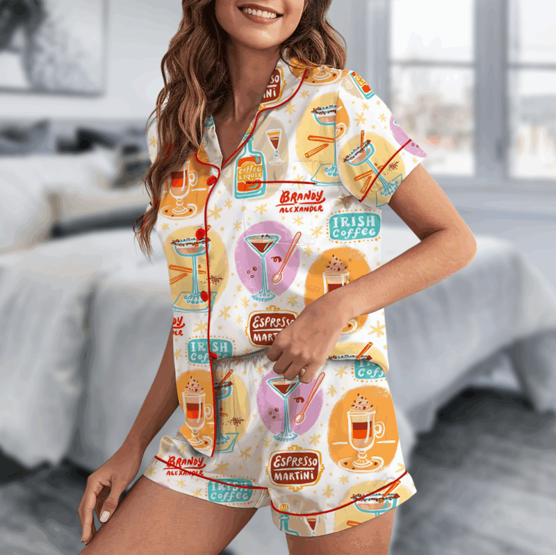 Irish Coffee Satin Pajamas Set For Women