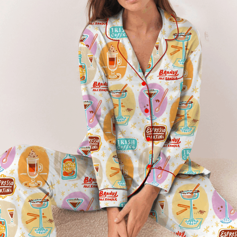 Irish Coffee Satin Pajamas Set For Women