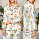 Italian Vacation Silky Satin Pajama Set For Women