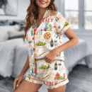 Italian Vacation Silky Satin Pajama Set For Women