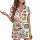 Italy Roman Travel Satin Pajamas Set For Women
