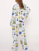 Italy Vacation Silk Satin Pajama Set For Women